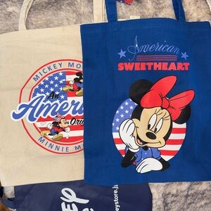 Disney Minnie Mouse American Sweetheart Tote set with Disney store tote